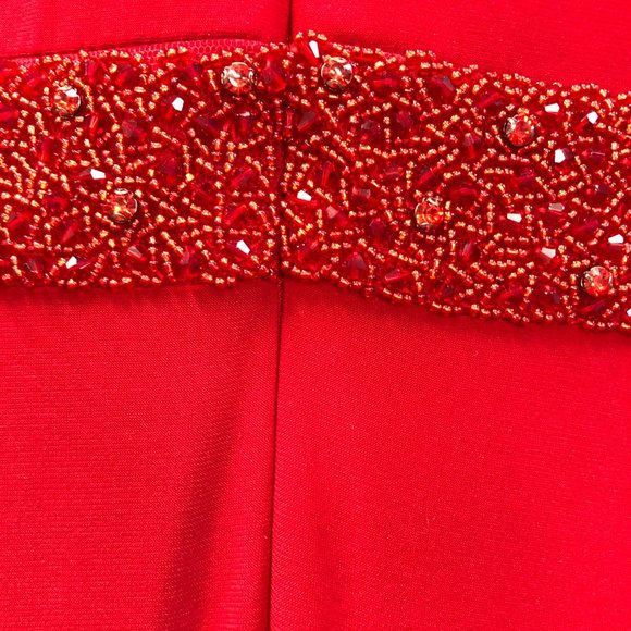 RED 1-Sleeve Sleek Sexy  Prom Dress, Size 2 4, Mermaid, Sequin Cocktail UNIQUE - Picture 10 of 13